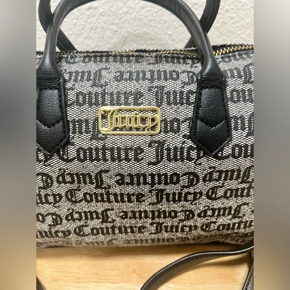 Juicy Couture Speedy Satchel Top Handle & Crossbody Strap Blk & Tan - Picture 2 of 7